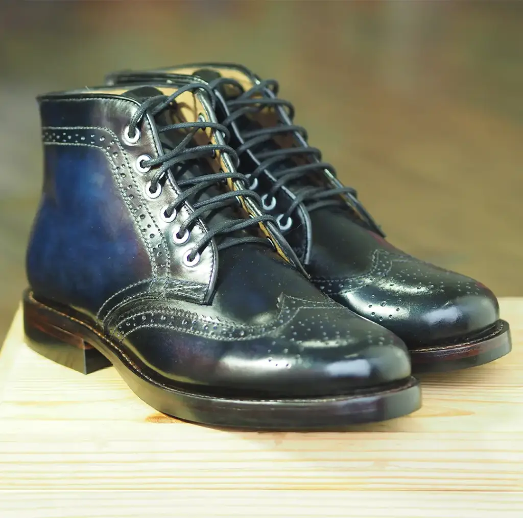 Azure Wingtip Boot - Luxury Heritage