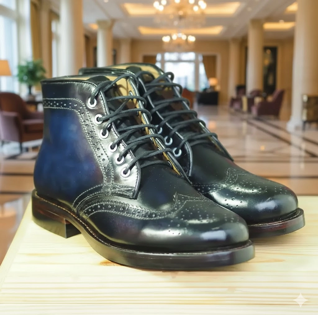 Azure Wingtip Boot - Luxury Heritage