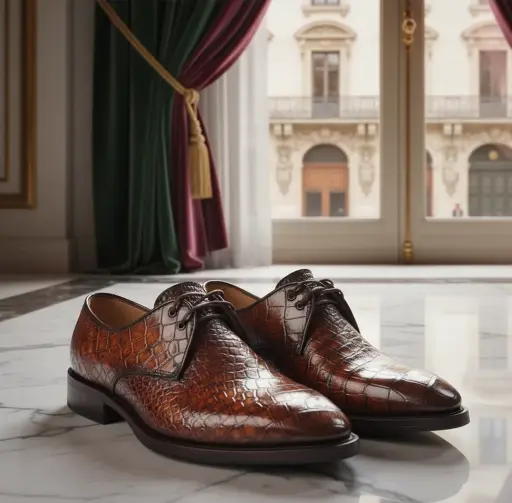 Cognac Croco Derby - Luxury Heritage